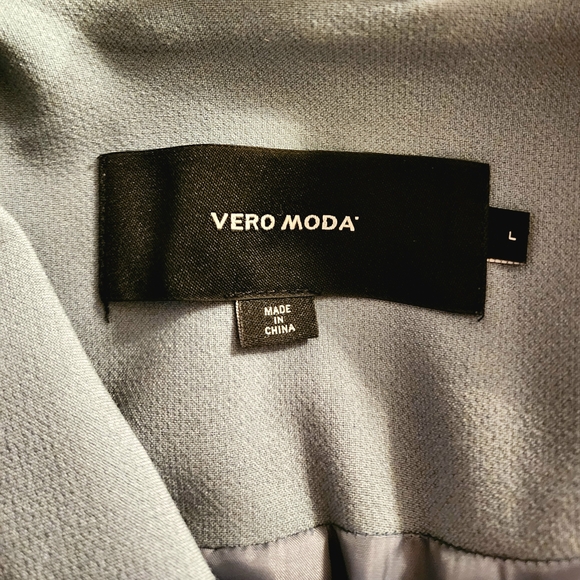 Vero Moda Blue Trench Coat with Black Leather Trim - Picture 7 of 10